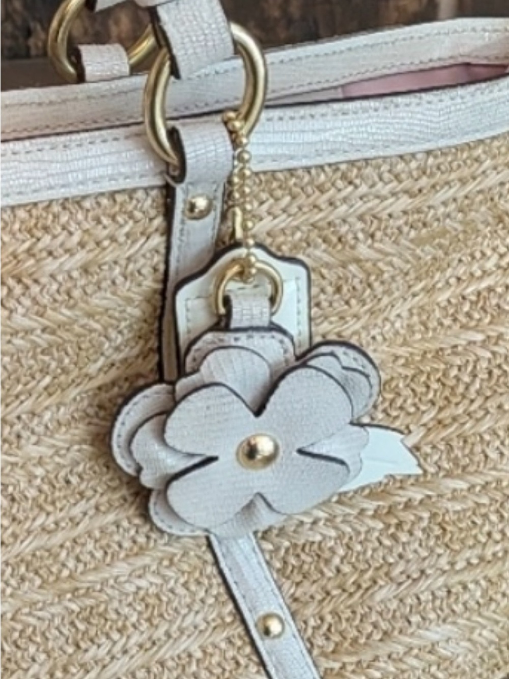 Coach Alex Straw Tote in
Natural/Parchment - Rare Style w/ Charm & Hang Tag EUC - Picture 2 of 9